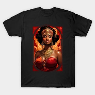 African Queen Tribal red ress retro vintage floral design T-Shirt